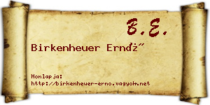 Birkenheuer Ernő névjegykártya